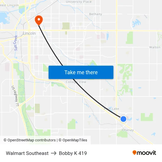 Walmart Southeast to Bobby K 419 map