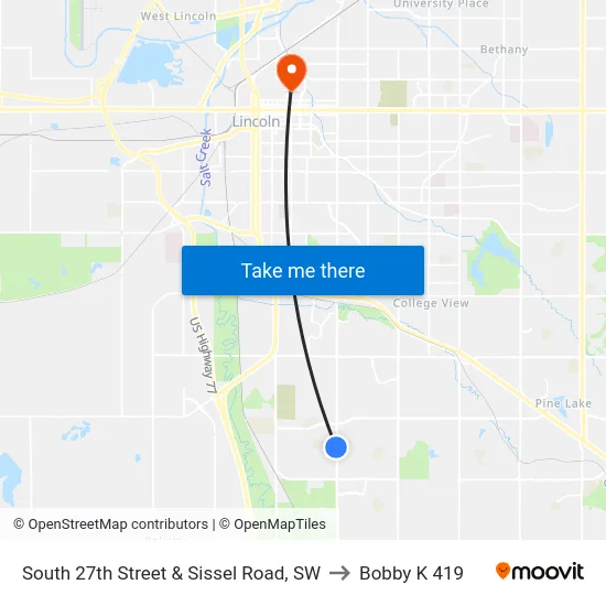 South 27th Street & Sissel Road, SW to Bobby K 419 map