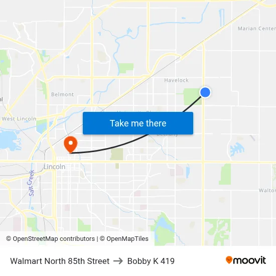 Walmart North 85th Street to Bobby K 419 map
