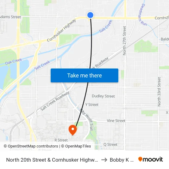 North 20th Street & Cornhusker Highway, NW to Bobby K 419 map