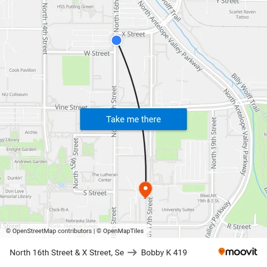 North 16th Street & X Street, Se to Bobby K 419 map