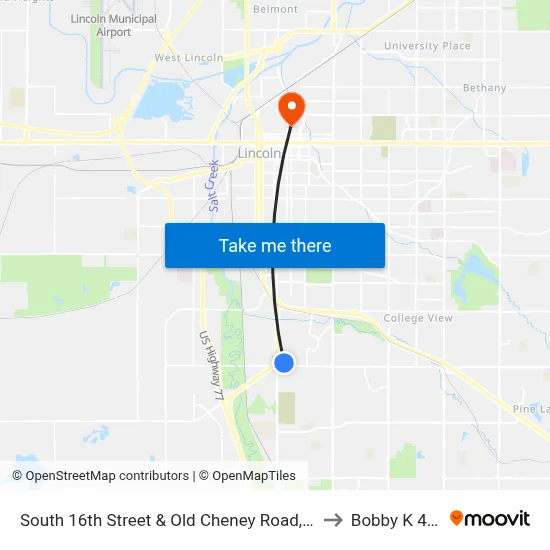 South 16th Street & Old Cheney Road, NE to Bobby K 419 map