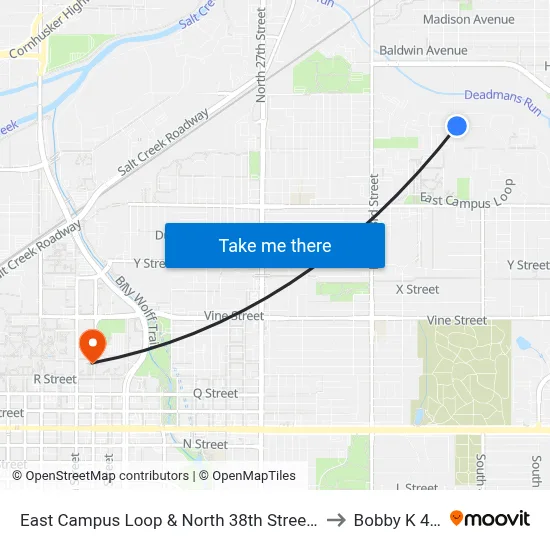 East Campus Loop & North 38th Street, NE to Bobby K 419 map