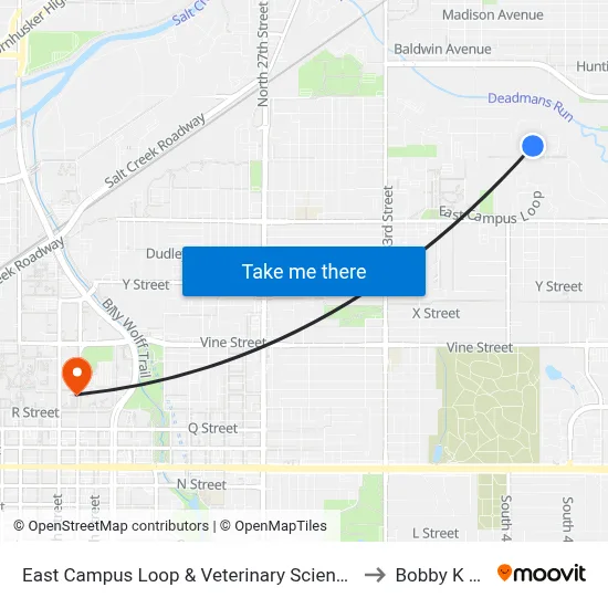 East Campus Loop & Veterinary Sciences, NE to Bobby K 419 map