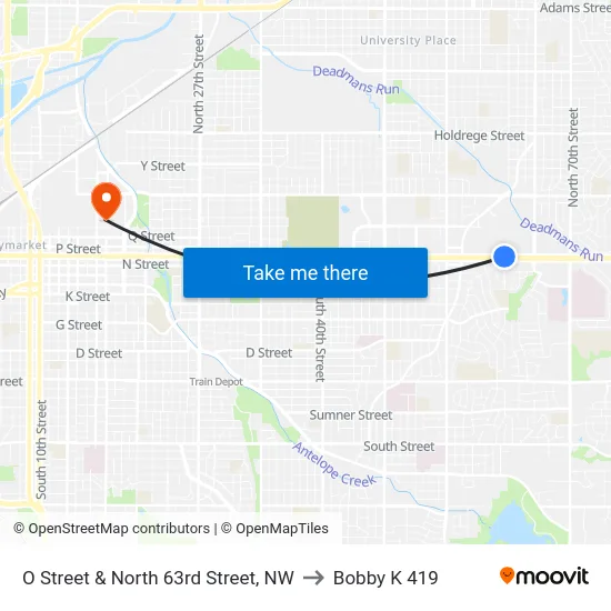 O Street & North 63rd Street, NW to Bobby K 419 map