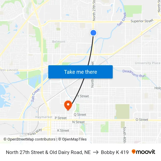 North 27th Street & Old Dairy Road, NE to Bobby K 419 map