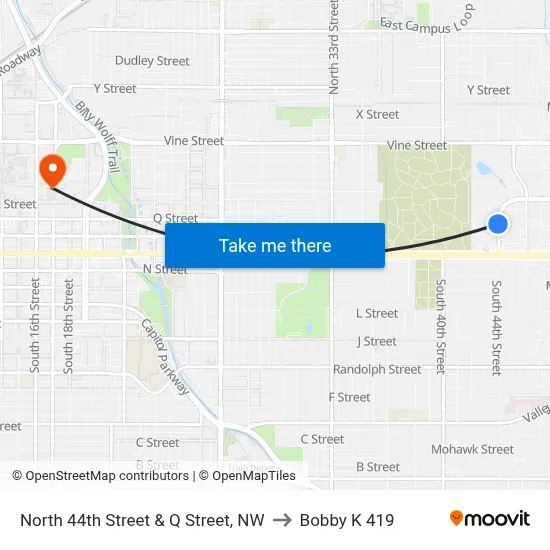 North 44th Street & Q Street, NW to Bobby K 419 map