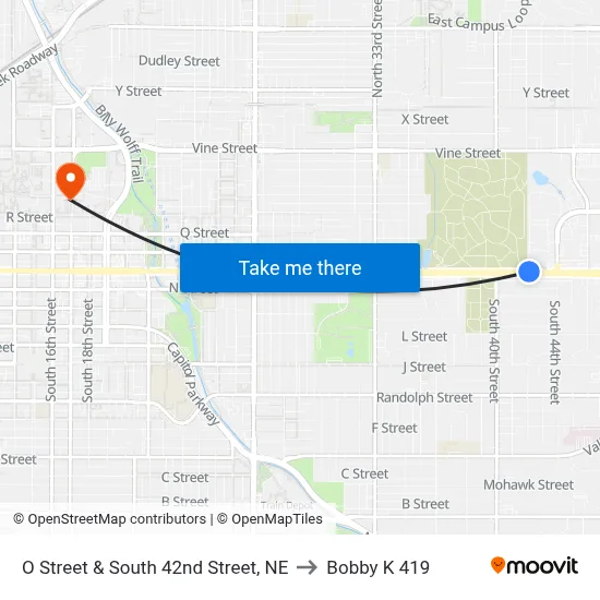 O Street & South 42nd Street, NE to Bobby K 419 map