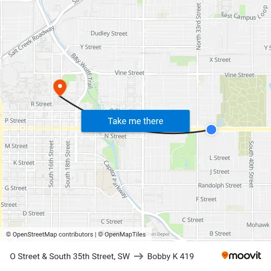 O Street & South 35th Street, SW to Bobby K 419 map