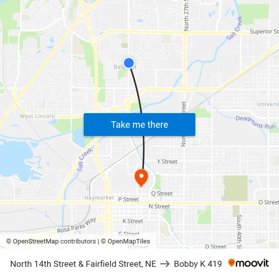 North 14th Street & Fairfield Street, NE to Bobby K 419 map
