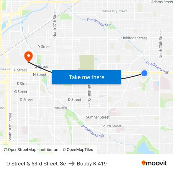 O Street & 63rd Street, Se to Bobby K 419 map