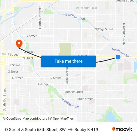 O Street & South 68th Street, SW to Bobby K 419 map