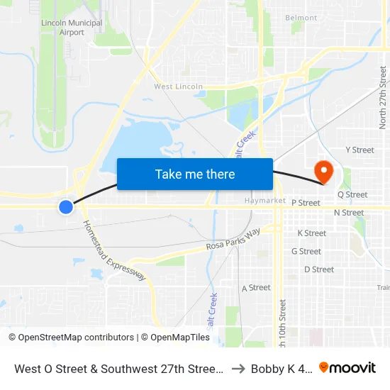 West O Street & Southwest 27th Street, SW to Bobby K 419 map