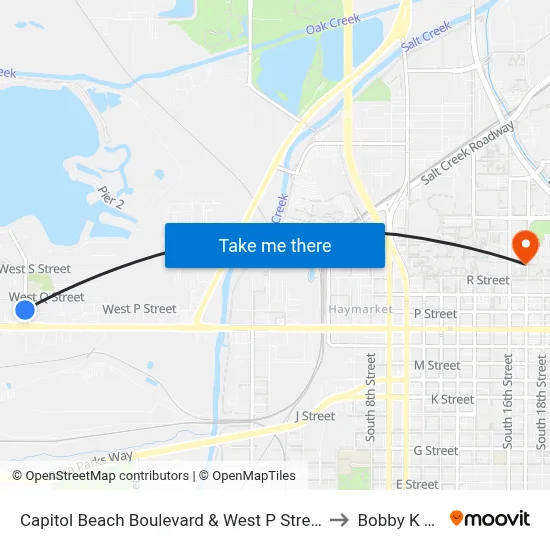 Capitol Beach Boulevard & West P Street, NW to Bobby K 419 map