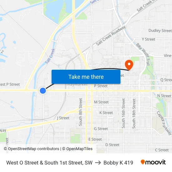 West O Street & South 1st Street, SW to Bobby K 419 map
