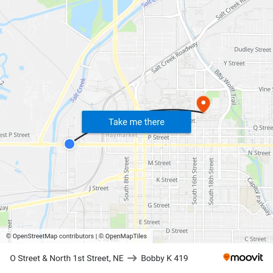 O Street & North 1st Street, NE to Bobby K 419 map
