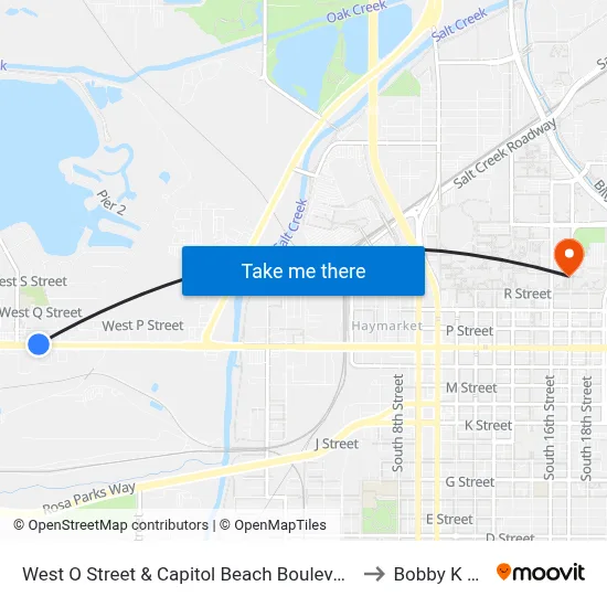 West O Street & Capitol Beach Boulevard, NE to Bobby K 419 map