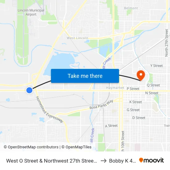 West O Street & Northwest 27th Street, NE to Bobby K 419 map