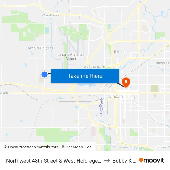 Northwest 48th Street & West Holdrege Street, NE to Bobby K 419 map