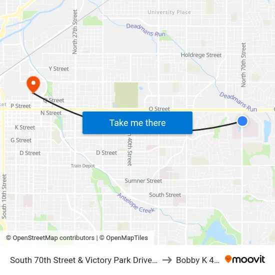 South 70th Street & Victory Park Drive, NE to Bobby K 419 map