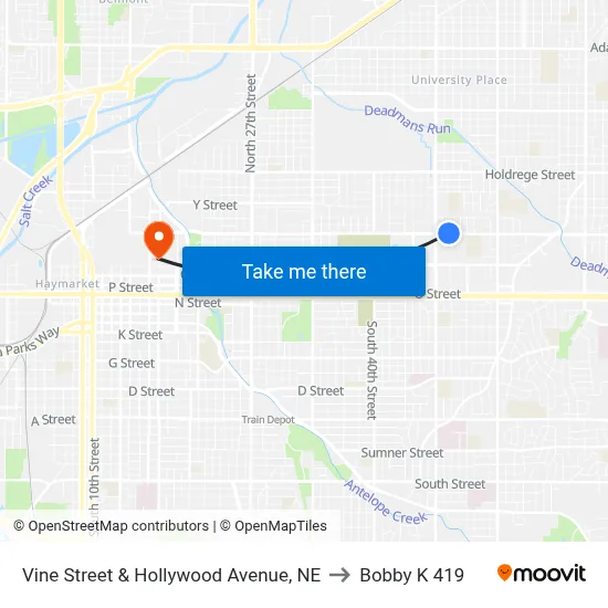 Vine Street & Hollywood Avenue, NE to Bobby K 419 map