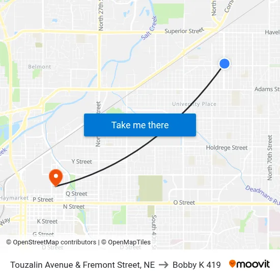 Touzalin Avenue & Fremont Street, NE to Bobby K 419 map