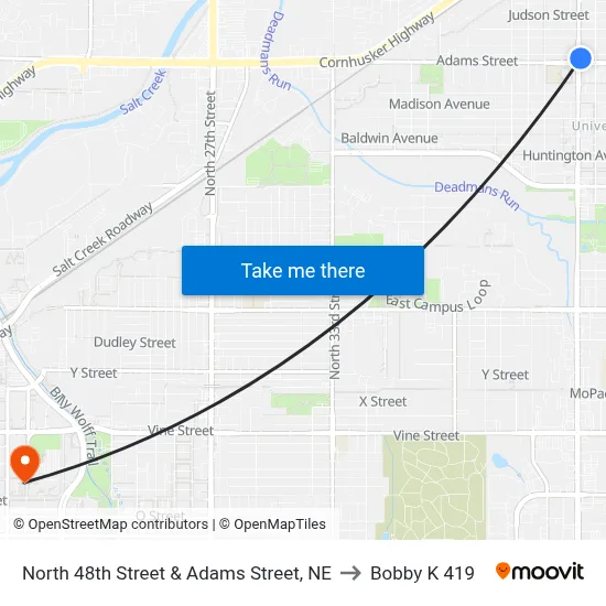 North 48th Street & Adams Street, NE to Bobby K 419 map