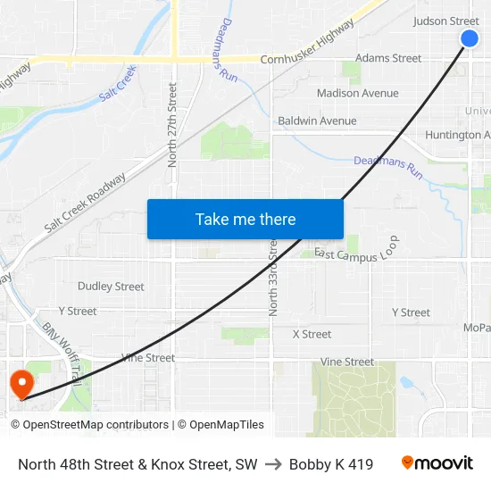 North 48th Street & Knox Street, SW to Bobby K 419 map