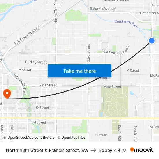 North 48th Street & Francis Street, SW to Bobby K 419 map