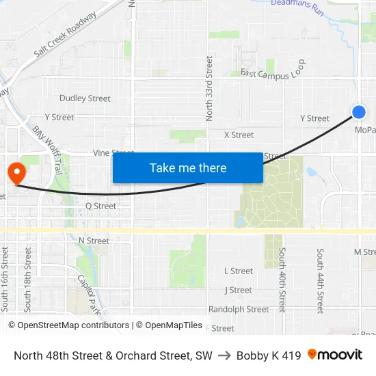 North 48th Street & Orchard Street, SW to Bobby K 419 map