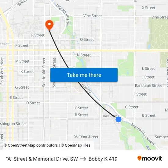 "A" Street & Memorial Drive, SW to Bobby K 419 map