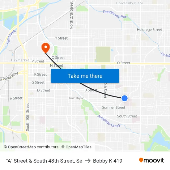 "A" Street & South 48th Street, Se to Bobby K 419 map