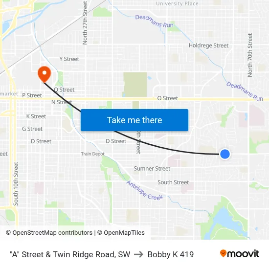 "A" Street & Twin Ridge Road, SW to Bobby K 419 map