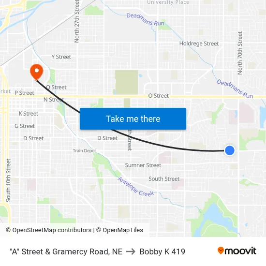 "A" Street & Gramercy Road, NE to Bobby K 419 map