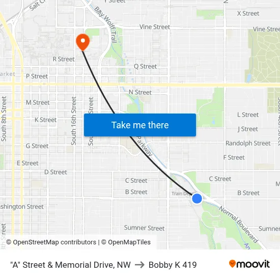 "A" Street & Memorial Drive, NW to Bobby K 419 map