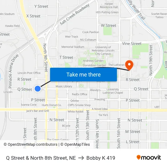 Q Street & North 8th Street, NE to Bobby K 419 map