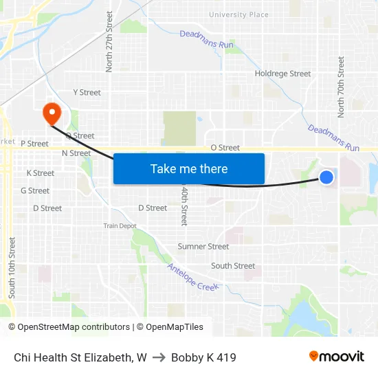 Chi Health St Elizabeth, W to Bobby K 419 map