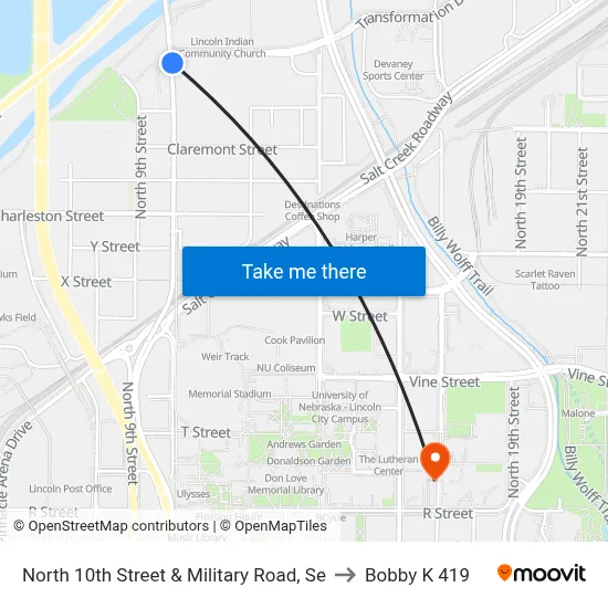 North 10th Street & Military Road, Se to Bobby K 419 map