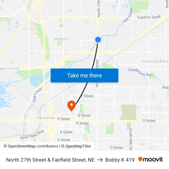 North 27th Street & Fairfield Street, NE to Bobby K 419 map
