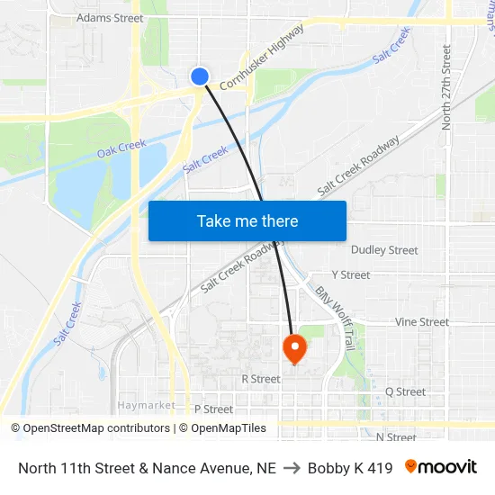 North 11th Street & Nance Avenue, NE to Bobby K 419 map