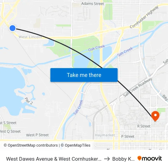 West Dawes Avenue & West Cornhusker Highway, NE to Bobby K 419 map