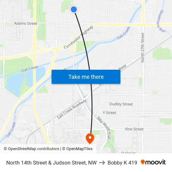 North 14th Street & Judson Street, NW to Bobby K 419 map