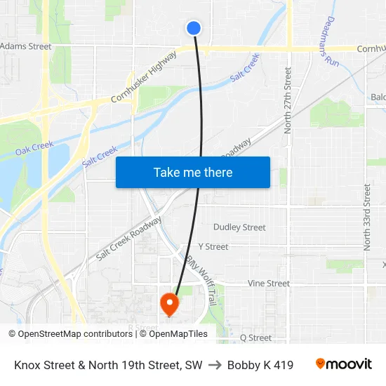 Knox Street & North 19th Street, SW to Bobby K 419 map