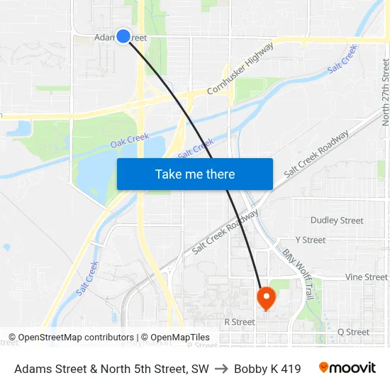Adams Street & North 5th Street, SW to Bobby K 419 map