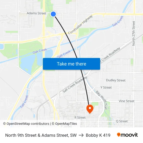 North 9th Street & Adams Street, SW to Bobby K 419 map