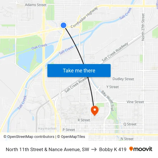 North 11th Street & Nance Avenue, SW to Bobby K 419 map