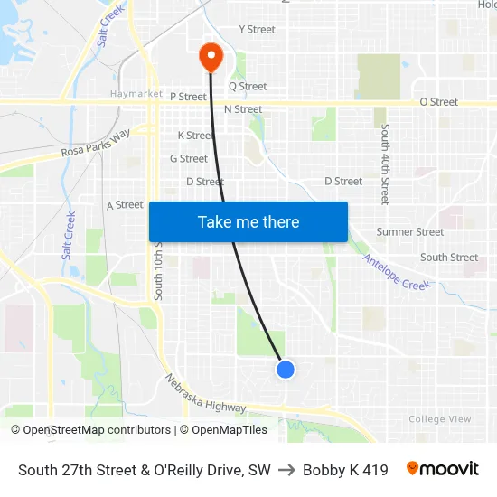 South 27th Street & O'Reilly Drive, SW to Bobby K 419 map