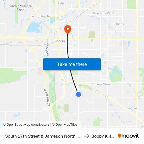 South 27th Street & Jameson North, SW to Bobby K 419 map