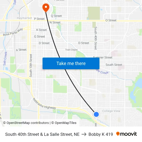 South 40th Street & La Salle Street, NE to Bobby K 419 map