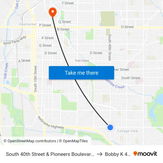 South 40th Street & Pioneers Boulevard, Se to Bobby K 419 map